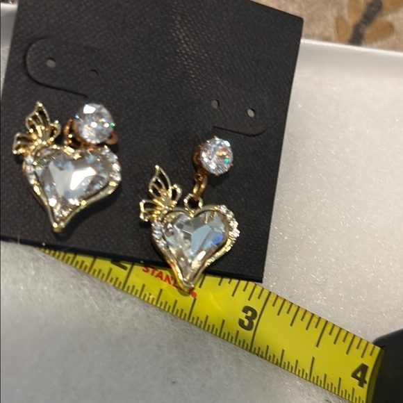 Stanley Gold and Silver Heart Earrings with Crystal Accents - Picture 8 of 12